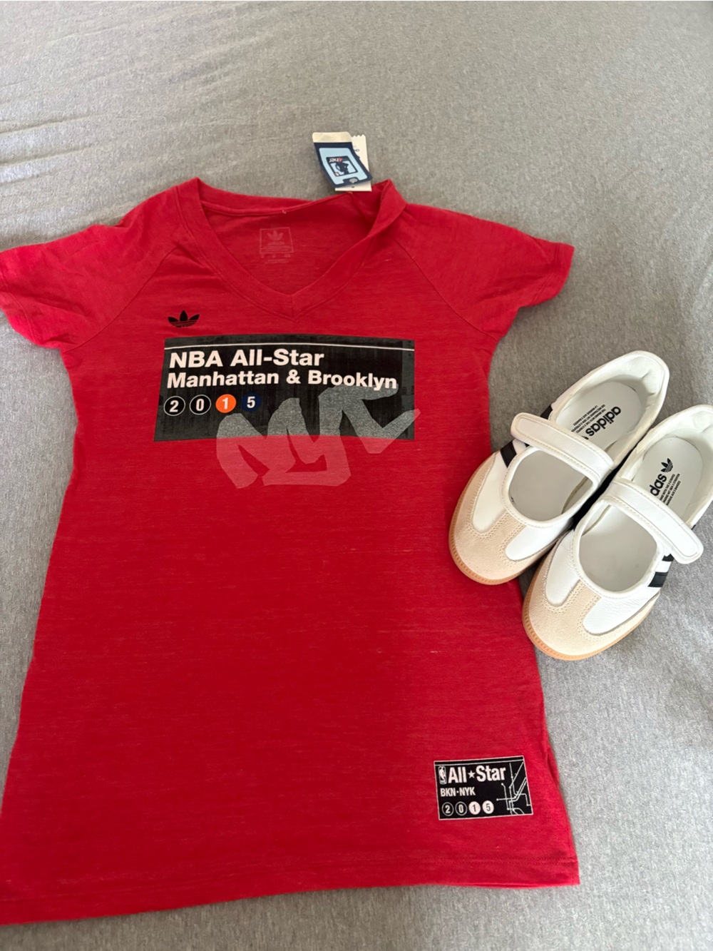 adidas Red NBA All-Star V-Neck Graphic Tee
